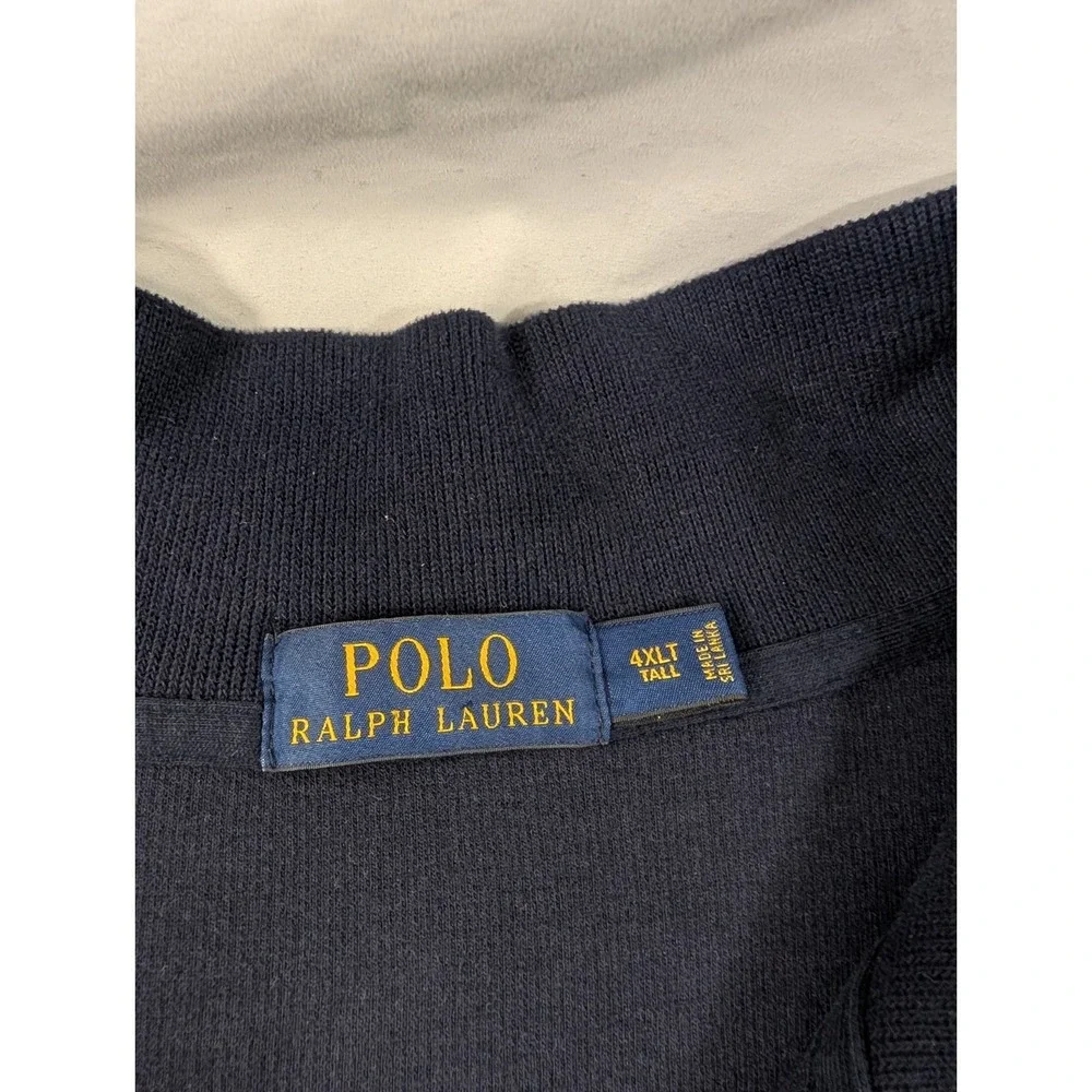 Polo Ralph Lauren Quarter Zip Pullover Mens 4XLT Navy Blue Heavy Cotton Sweater